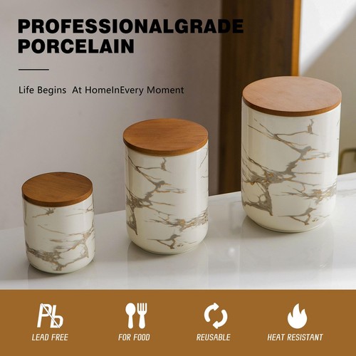 Canister Sets for Kitchen, White Ceramic Kitchen Canisters for Countertop wit... - Picture 3 of 8