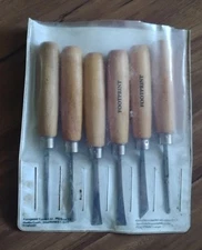 Vintage Footprint 6pc Carving Tool Set Sheffield England Chisels Woodworking