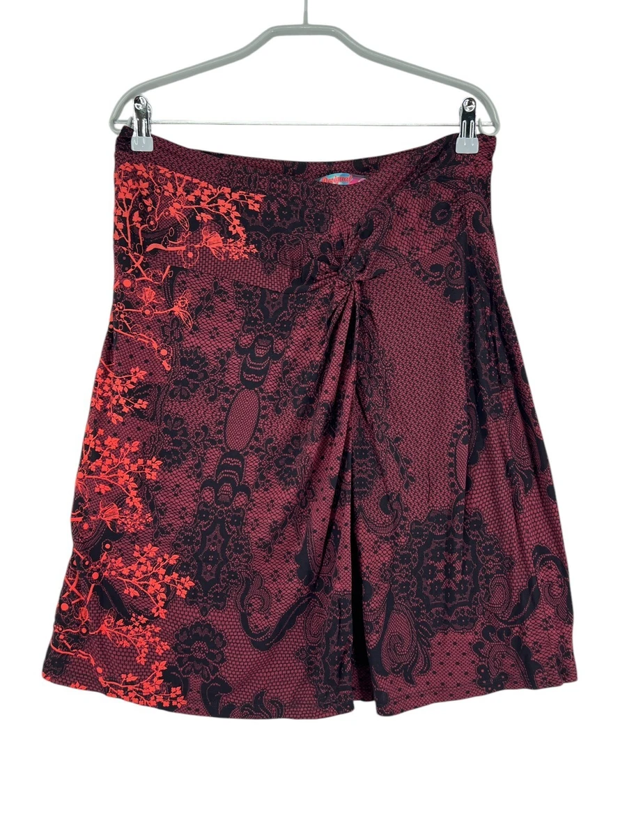 Jupe Bleu Marine Desigual Neuve Taille L (40) - Brodée, évasée, Longueur Genou
