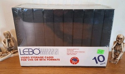   Lot of 10 LEBO VHS/BETA Video Cassette Tape Storage Black Clamshell Cases