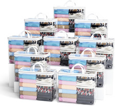 10PACK Clear Zippered Storage Bags for Clothes, 22L Plastic Clothes and Under-Be