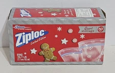 Ziploc Limited Edition Quart 50 Bags Christmas 2014 Gingerbread Man - NEW