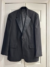 Cricketeer Men's Black Wool Tuxedo Jacket Satin Peak Lapel Formal Blazer 42 Long
