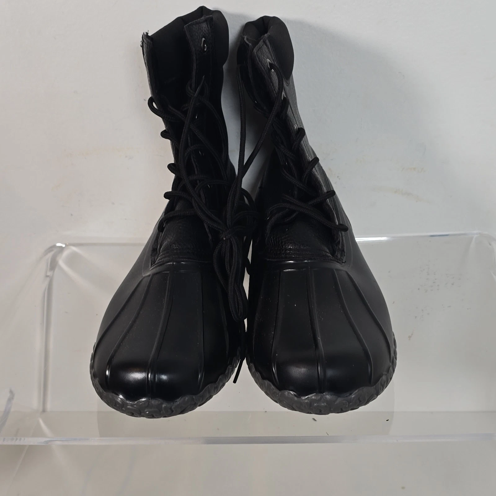 Weatherproof Vintage Men's Black Snow Boots Lace Up Faux Fur Lining Size 11