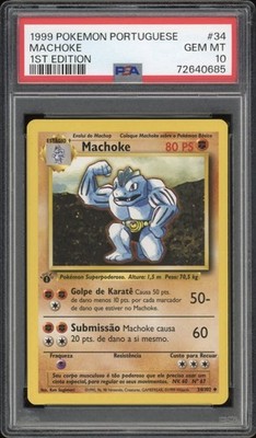 1999 Pokemon PORTUGUESE 1st Edition Base Set Machoke 34/102 PSA 10