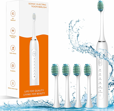 #ad Waterproof Sonic Electric Toothbrush for Adults 6 Modes with Pressure Sensor $10.95
