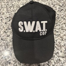 SWAT Mens Adult Black Cop Hat Cap Snapback