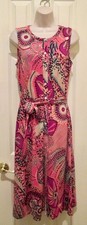 TOMMY BAHAMA Sleeveless Button Front Maxi sash tie waist Multicolored Dress Sz S