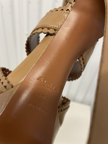 Alaïa decolte tacco plateau punta aperta cinturino occhiello pelle marrone taglia EU 40,5/US 9,5 - Foto 21 di 21
