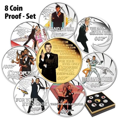 Silbermünzen James Bond 007  Roger Moore Satz 2024 - Tuvalu - 4,5 Oz PP