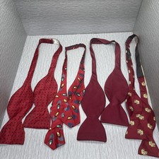 Men  s Self Tie Bow Ties Lot of 4 Red Burgundy Patterned Silk