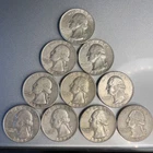 Silver Washington Quarters Lot of 10. 1940’s-1964 90% Silver