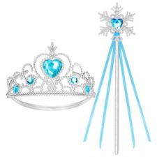 Tiara for Little Girls Princess Crown, Princess Dress Up 2 Snow Blue Wand