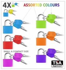 4X Travel Luggage Padlock Suitcase Bag Security Coloured Small Padlocks Locks UK