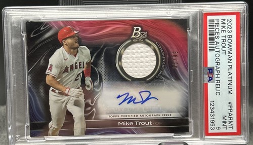 2023 Bowman Platinum - Platinum Pieces Auto Relics Mike Trout #PPAR-MT /99 PSA 9