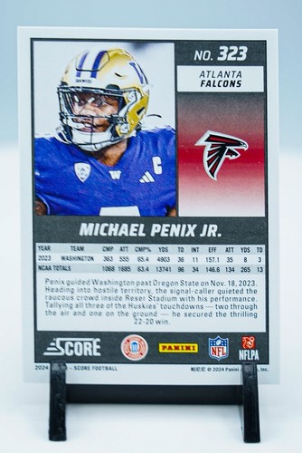 2024 Panini Score GOLD 187/240 Michael Penix Jr. Rookie RC DOTS Sparkle #323 SP - Picture 6 of 6