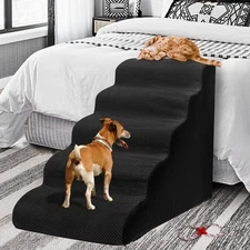 Dog Stairs&Steps for High Beds Up to 28'', 5-Step Dog Ramp for Small Medium D...