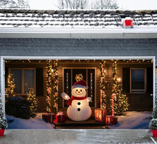Christmas Garage Door Banner 6x13FT Snowman Santa Winter Door Cover