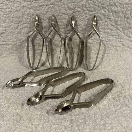 Vtg WMF Cromargan Escargot LOT 6 Plates 7 Tongs Stainless Steel Germany Snails - Picture 6 of 10