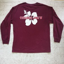    Trader Joe's Large Maroon Hibiscus Graphic Employee Long Sleeve T-Shirt   