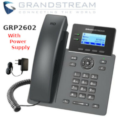 Grandstream GRP2602 2-Line 4 SIP Accounts Office Phone Power Supply Included