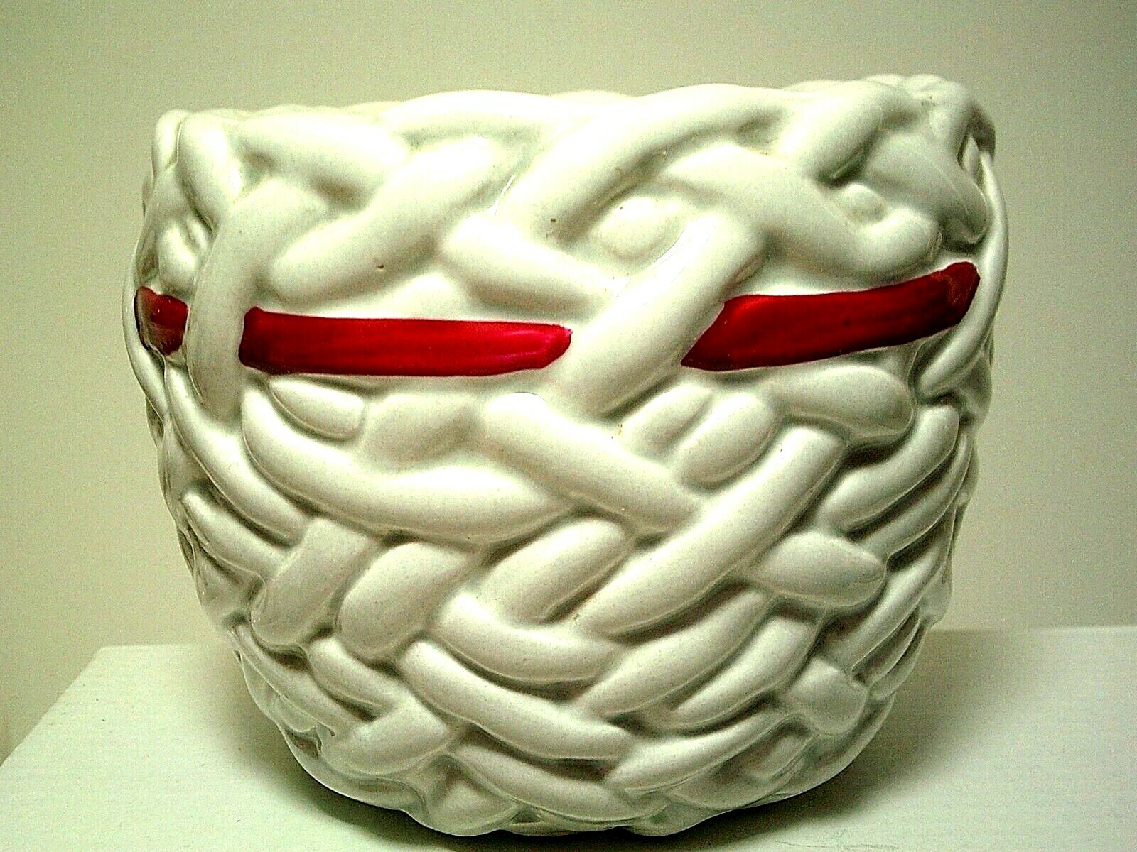 Christmas Ceramic Bowl Planter Candy Dish White w/ Holly EUC Two