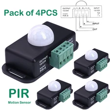 4x Auto ON OFF Detector Infrared PIR Motion Sensor LED Light Strip Switch Black