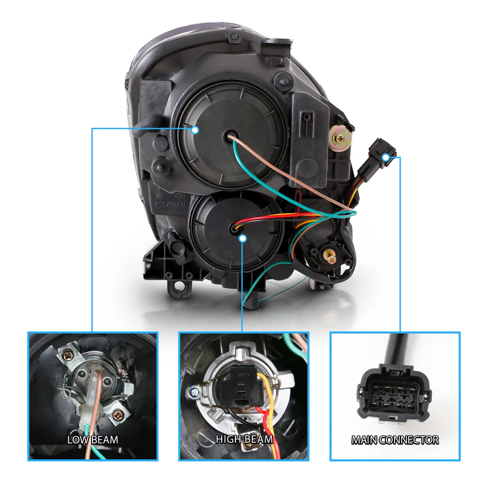 2003 2004 Black Driver And Passenger Headlights Pair For Infiniti G35 4dr Sedan - Image 3 of 4