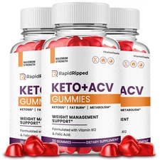 Rapid Ripped Keto ACV Gummies, Max Strength Official Rapid Ripped Gummy (3 Pack)