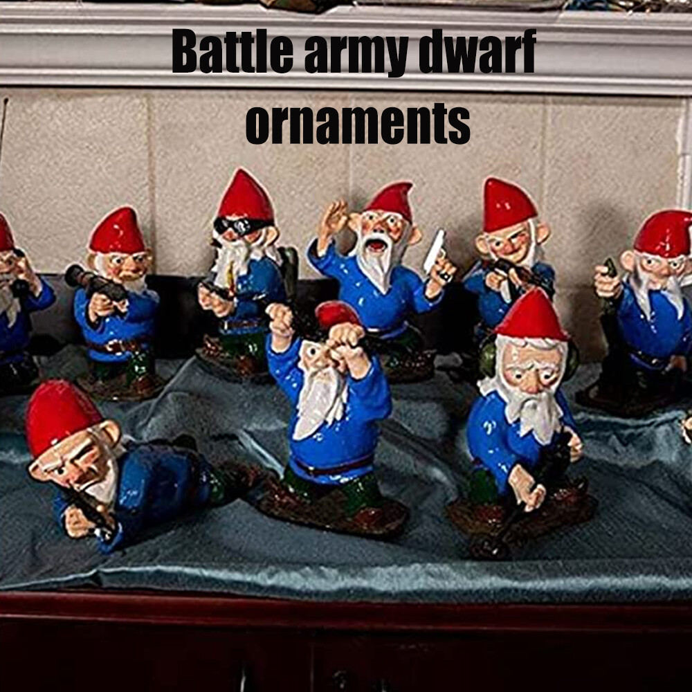 Funny Army Garden Gnome Statue Resin Home Lawn Ornament Figure
