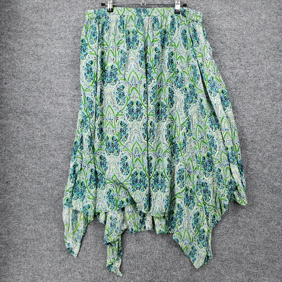 Falda Kim Rogers Mujer L Grande Verde Midi Campesina Cintura Elástica Pull On Boho Foto 2 de 4