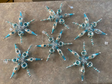 New Set of 6 Mercury Glass Star 11" Ornament Christmas Decorations