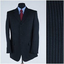 Mens Black Striped Sport Coat 40R US Size NEWPORT Blazer Jacket
