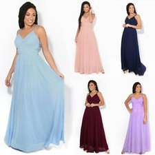 Women Ladies Strappy Backless Chiffon Maxi Dress Wedding Bridesmaid Formal Party