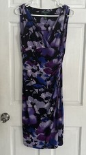 Ralph Lauren Women's Dress Floral Purple Floral Size 2, Ruched, Sleeveless, Cute