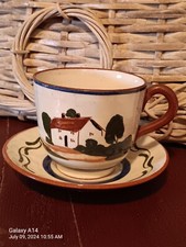 Torquay Watcombe Pottery England Devon Motto Ware Teacup And Saucer Vintage