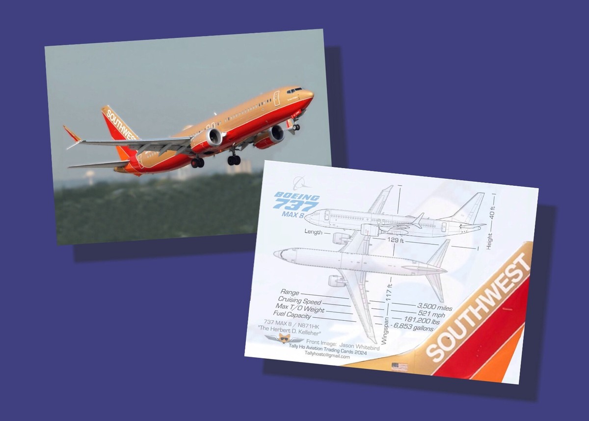 Southwest Airlines Trading Cards Boeing 737 Max 8 - Set of 25