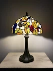 Enjoy Tiffany Style Table Lamp Stained Glass Butterfly Grape Vintage H19*W12 In