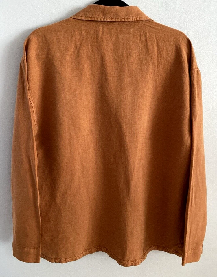 Nicole Miller Linen Blend Pullover Top Button Front Oversized Rust Size M - Image 4 of 4
