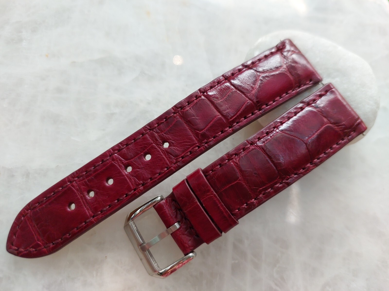 Burgundy Alligator Print Leather Watch Strap Band