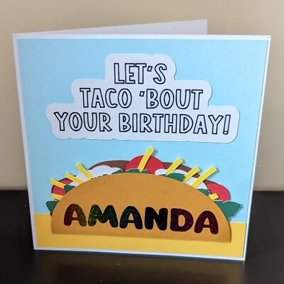 Selbstgemachte personalisierte Lets Taco Bout Your Geburtstagskarte