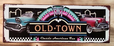  Blechschild / Dekoschild /  US Car  / Chevy / Old Town / 13 x 36 cm