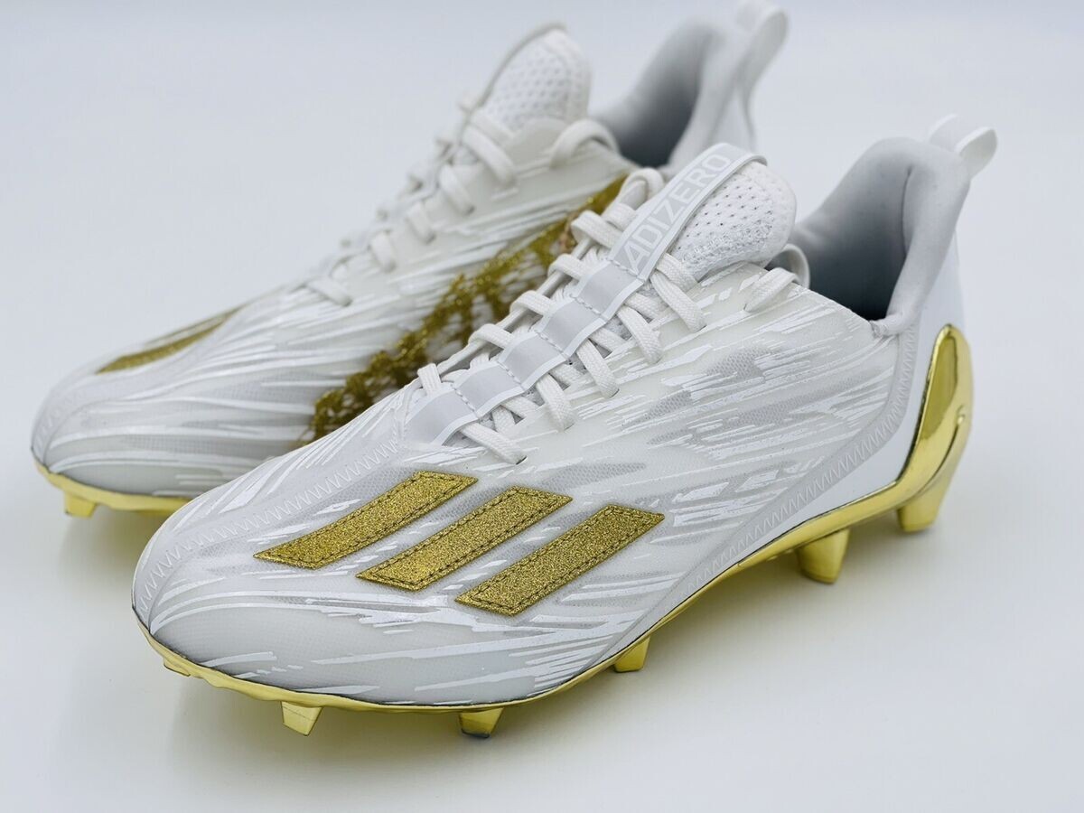 New Adidas Adizero 12.0 Football Cleats Men’s Size 11 White Metallic Gold GX5122 Adidas Adizero 12.0 Football Cleats Men main image 3