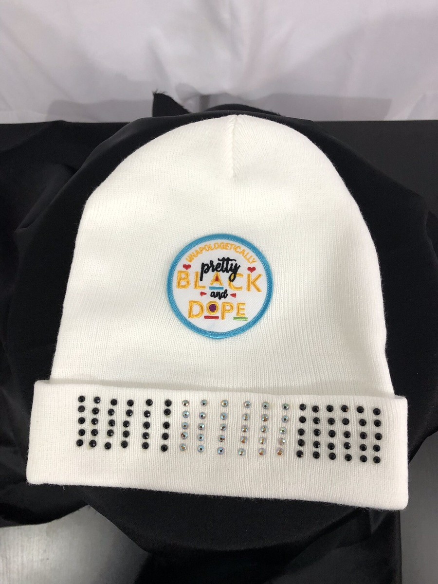 White Rhinestone Beanie Cap (Attitude)