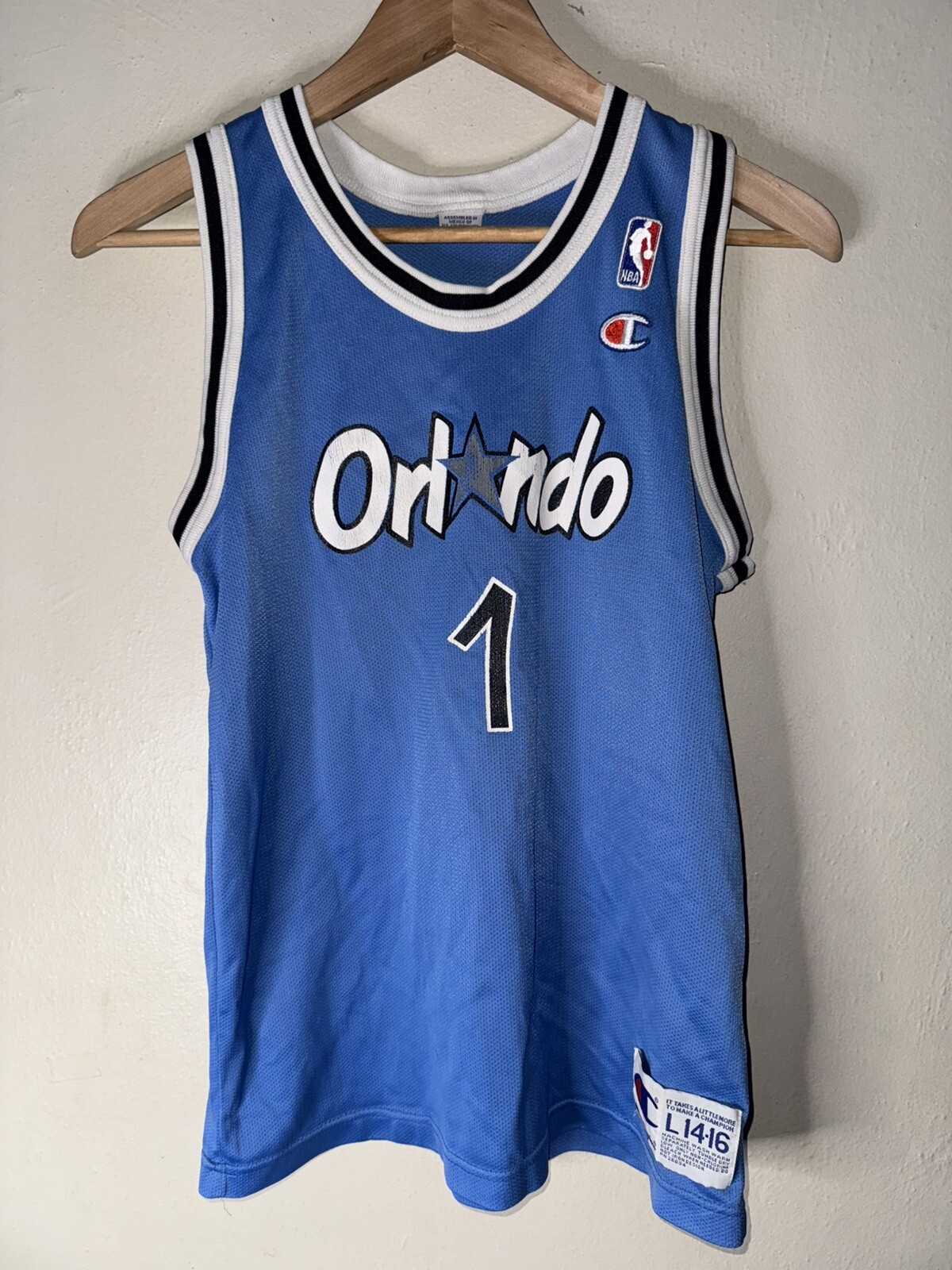 Vintage Tim Hardaway Orlando Magic Champion Jersey Youth Size Large 18x24.5
