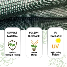 50% Sunblock Garden Netting Plant Protector Greenhouse Shade Cloth Grommet Green