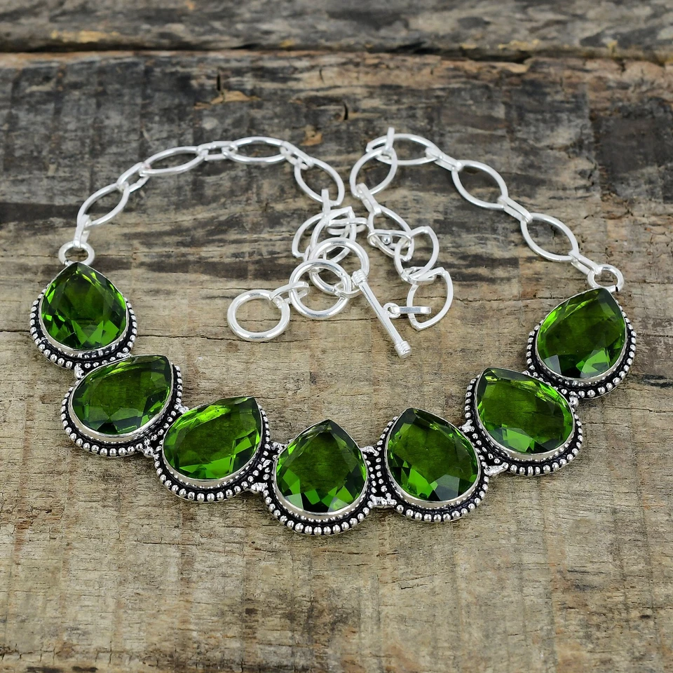 Peridot Gemstone Handmade 925 Sterling Silver August Birthstone Necklace - Image 2 of 4