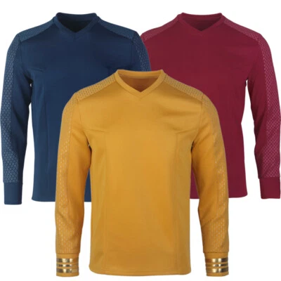 HANDMADE ST Strange New Worlds Captain Pike Gold Uniform Startfleet Rot Blau Shirt