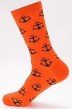 Orange Background Anchors Socks Novelty Unisex 6-12 Crazy Fun SF56