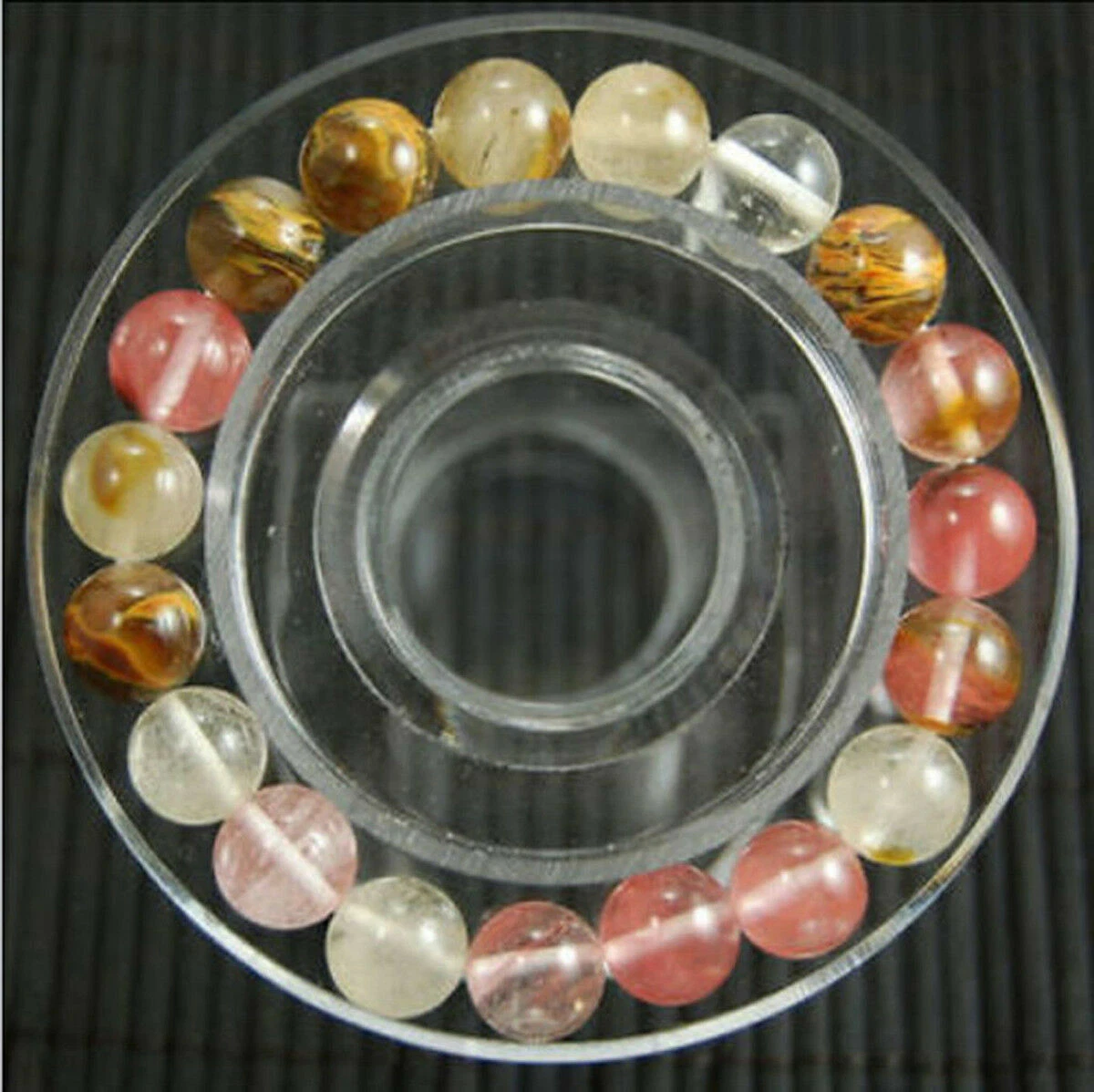 VALENTINO Bracciale elastico multicolore 12 mm tormalina anguria gemme tonde perline 7 5''